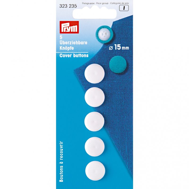 Overtrekksknapp 15 mm plast