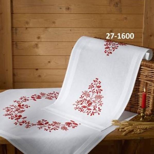 Hovedbilde Påtegnet løper Jul i rødt 40x80 cm stilkesting - ...