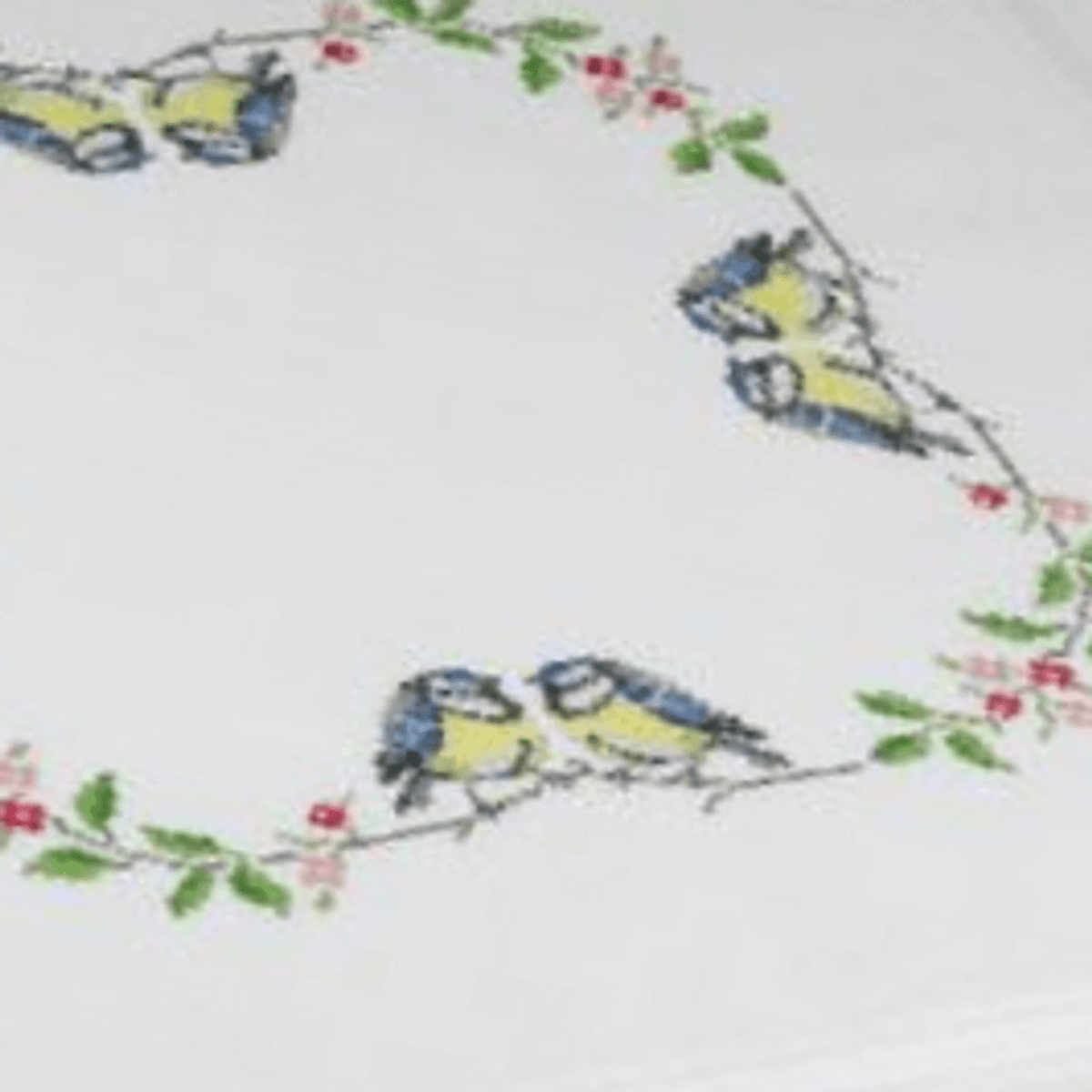 Påtegnet duk Blåmeisepar korssting 80x80 cm - uten garn