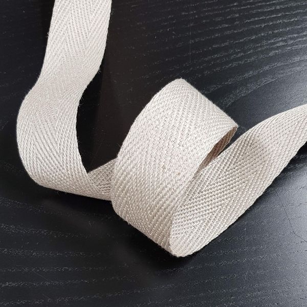 Hovedbilde Vevet linbånd 40 mm kypertvevd natur til ...