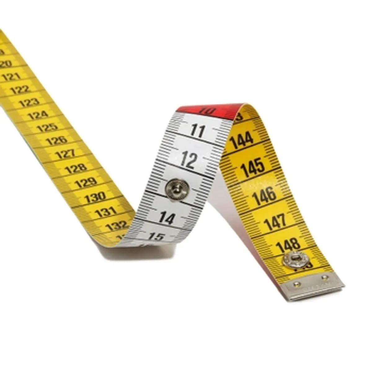 Målebånd med metallender og trykknapp 150 cm