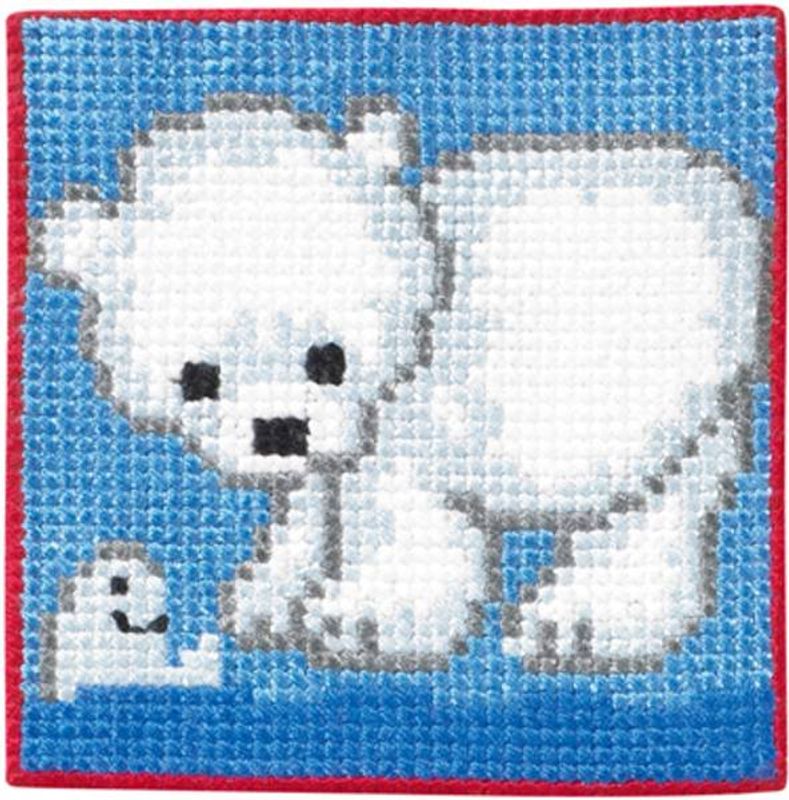 Barnebroderi isbjørnunge 25 x 25 cm