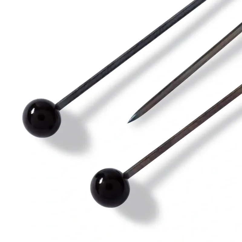 Knappenål Søsternåler sorte No 2/0 48x0,8 mm